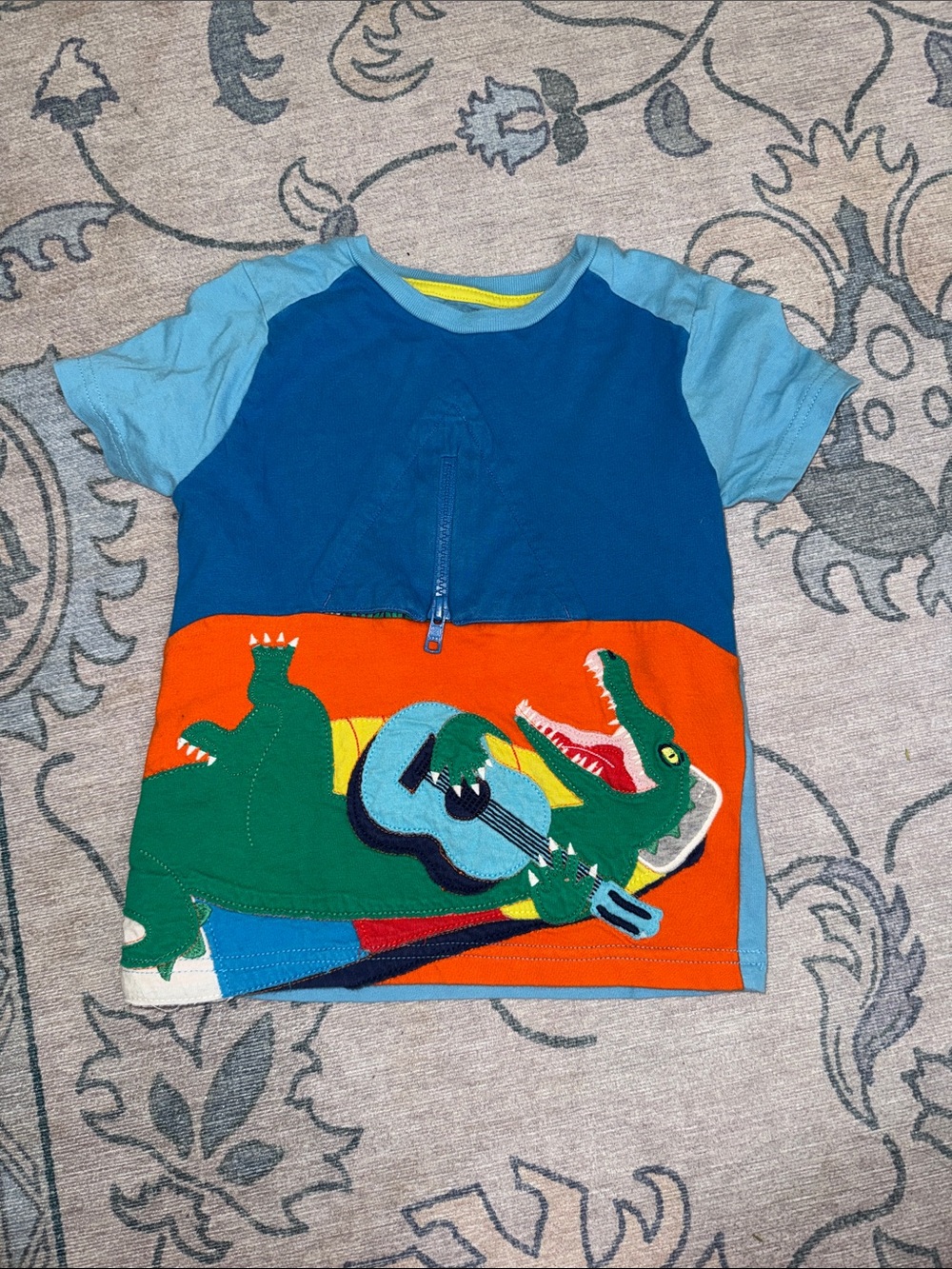 Mini Boden Blue & Light Blue Crocodile Guitar Tee